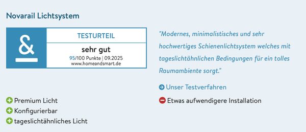 Novarail Lampensystem überzeugt im Test von HomeandSmart.de