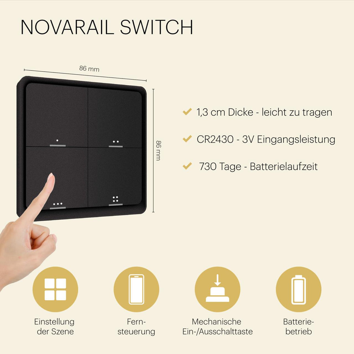 Funktionen des NOVARAIL Smart Switch für die Lichtsteuerung